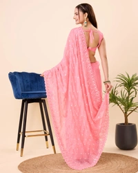 FWVLS PARTY WEAR TABBY SILK ORGANZA SAREE WITH BLOUSE PIECE - Pink