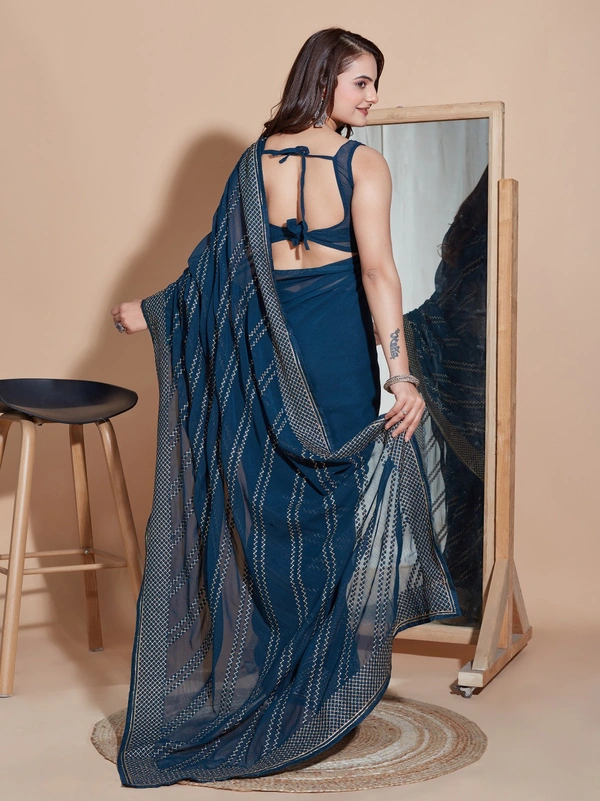 FWVLS PARTY WEAR SOFT ZOMATO SILK SAREE WITH BLOUSE PIECE - Blue