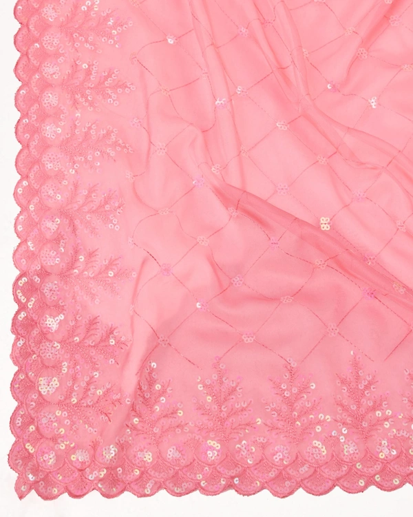 FWVLS PARTY WEAR TABBY SILK ORGANZA SAREE WITH BLOUSE PIECE - Pink