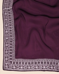FWVLS PARTY WEAR EMBROIDERED SAREE WITH BLOUSE PIECE  - Livid Brown