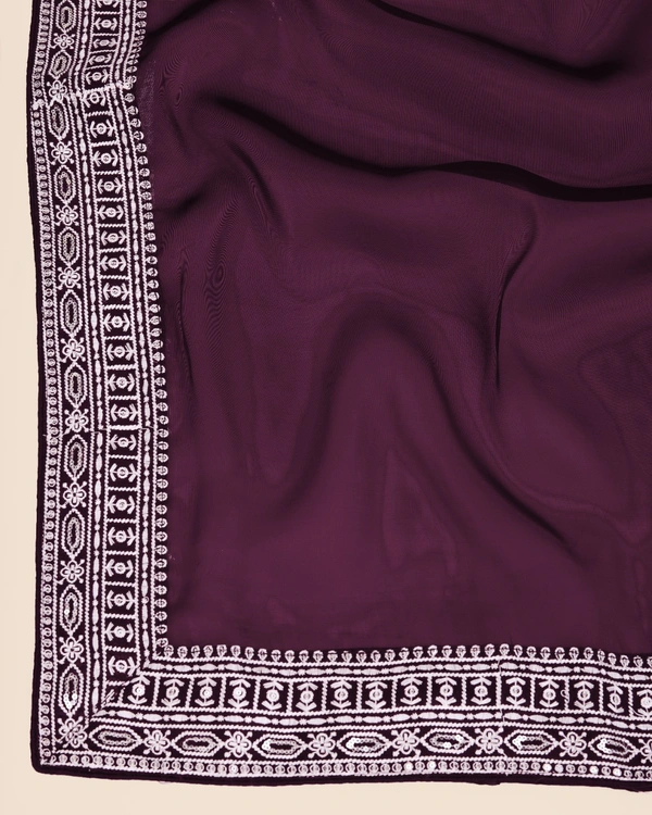 FWVLS PARTY WEAR EMBROIDERED SAREE WITH BLOUSE PIECE  - Livid Brown
