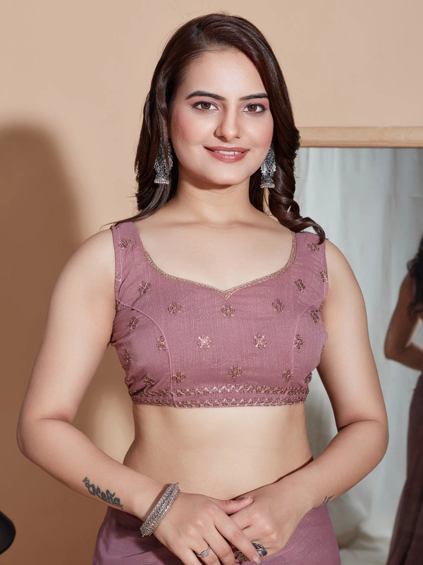 FWVLS PARTY WEAR SOFT ZOMATO SILK SAREE WITH BLOUSE PIECE - Reddish Grey