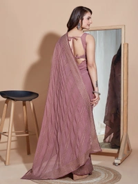 FWVLS PARTY WEAR SOFT ZOMATO SILK SAREE WITH BLOUSE PIECE - Reddish Grey