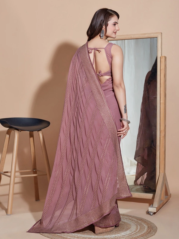 FWVLS PARTY WEAR SOFT ZOMATO SILK SAREE WITH BLOUSE PIECE - Reddish Grey