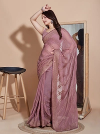 FWVLS PARTY WEAR SOFT ZOMATO SILK SAREE WITH BLOUSE PIECE - Reddish Grey