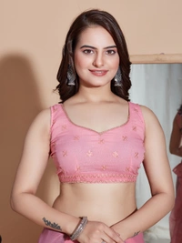 FWVLS PARTY WEAR SOFT ZOMATO SILK SAREE WITH BLOUSE PIECE - Pink