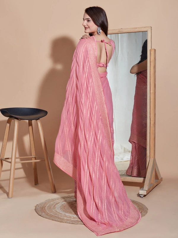 FWVLS PARTY WEAR SOFT ZOMATO SILK SAREE WITH BLOUSE PIECE - Pink
