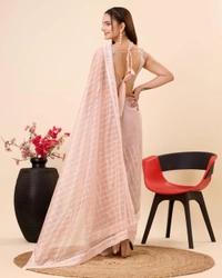 FWVLS PARTY WEAR SEQUINS EMBROIDERED SOFT NET SAREE WITH BLOUSE - Peach