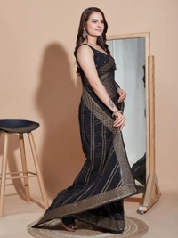 FWVLS PARTY WEAR SOFT ZOMATO SILK SAREE WITH BLOUSE PIECE - Black