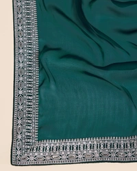 FWVLS PARTY WEAR EMBROIDERED SAREE WITH BLOUSE PIECE  - Gable Green