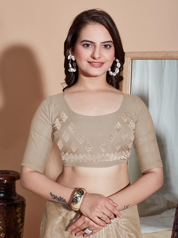 FWVLS DESIGNER SOFT NET SEQUINS WORK SAREE WITH BLOUSE PIECE - Cream