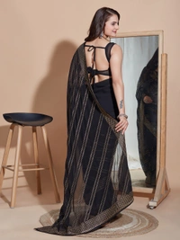 FWVLS PARTY WEAR SOFT ZOMATO SILK SAREE WITH BLOUSE PIECE - Black
