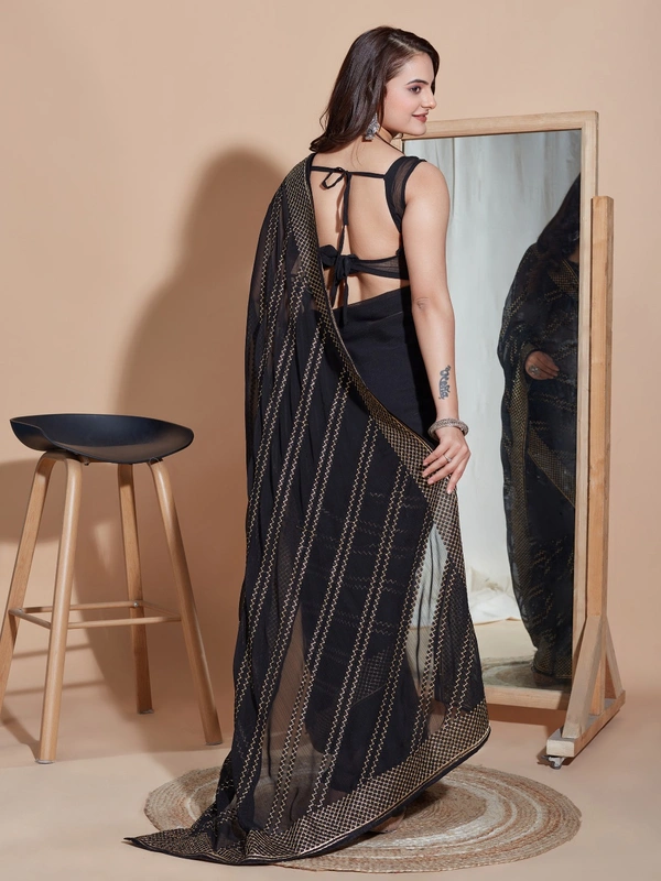 FWVLS PARTY WEAR SOFT ZOMATO SILK SAREE WITH BLOUSE PIECE - Black