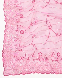 FWVLS PARTY WEAR SOFT NET EMBROIDERED DESIGNER SAREE WITH BLOUSE PIECE - Pink Salmon