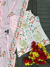 FWHB PARTY WEAR LOOK SHRUG WITH DHOTI SALWAR WITH DUPATTA - XL, Pink