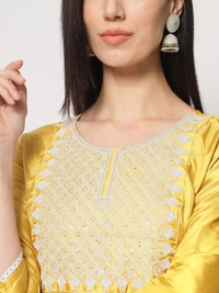 FWVT BEAUTIFUL SOUTH SILK KURTI BOTTOM DUPATTA SET - L-40, Lemon