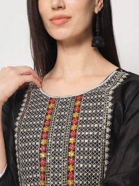 FWVT BEAUTIFUL SOUTH SILK KURTI BOTTOM DUPATTA SET - M-38, Black