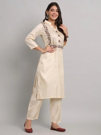FWVT BEAUTIFUL SOUTH SILK PRINTED KURTI SET WITH DUPATTAA - M-38, Cream