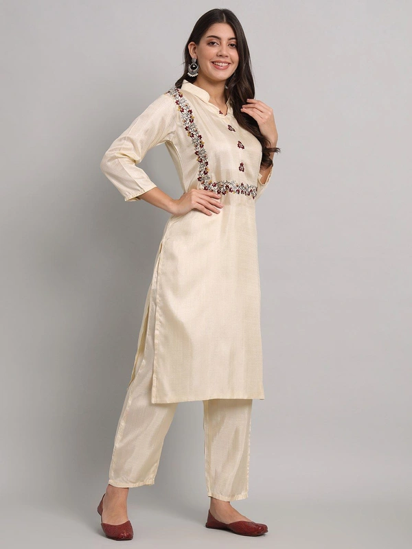 FWVT BEAUTIFUL SOUTH SILK PRINTED KURTI SET WITH DUPATTAA - M-38, Cream