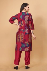 GC BEAUTYFUL RED PRINTED STRAIGHT KURTI WITH BOTTOM - M-38, RED