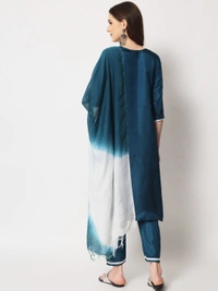 FWVT ETHNIC NECK EMBROIDERED SET  WITH DUPATTA - XL-42, Ciyan Blue