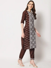 FWVT ETHNIC NECK EMBROIDERED SET  WITH DUPATTA - L-40, Congo Brown