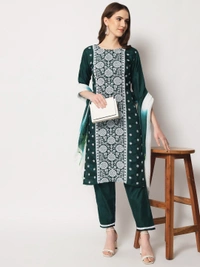 FWVT ETHNIC NECK EMBROIDERED SET  WITH DUPATTA - M-38, Gable Green