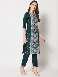 FWVT ETHNIC NECK EMBROIDERED SET  WITH DUPATTA - M-38, Gable Green