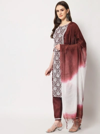 FWVT ETHNIC NECK EMBROIDERED SET  WITH DUPATTA - M-38, Wine