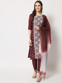 FWVT ETHNIC NECK EMBROIDERED SET  WITH DUPATTA - M-38, Wine