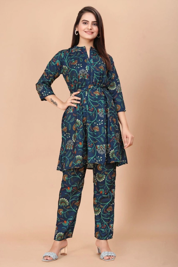 GC MUSLIN DIGITAL PRINTED CO-ORD SET - M-38, BLUE