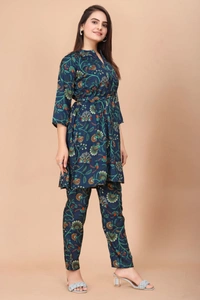 GC MUSLIN DIGITAL PRINTED CO-ORD SET - M-38, BLUE