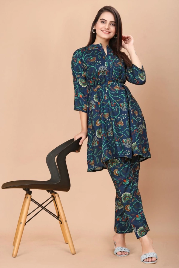 GC MUSLIN DIGITAL PRINTED CO-ORD SET - M-38, BLUE
