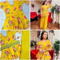 FWHB SUPER TRENDING KURTI WITH PLAZZO - XXL, Yellow