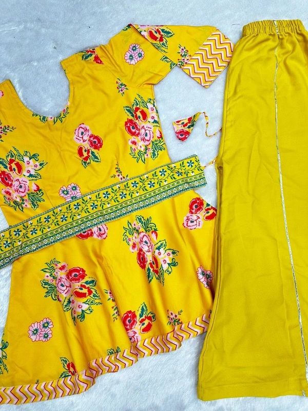 FWHB SUPER TRENDING KURTI WITH PLAZZO - XXL, Yellow