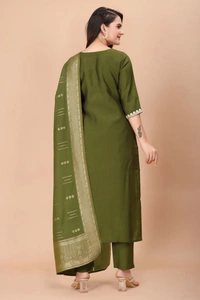 GC STRAIGHT EMBROIDERED VISKOS KURTI SET - M-38, GREEN