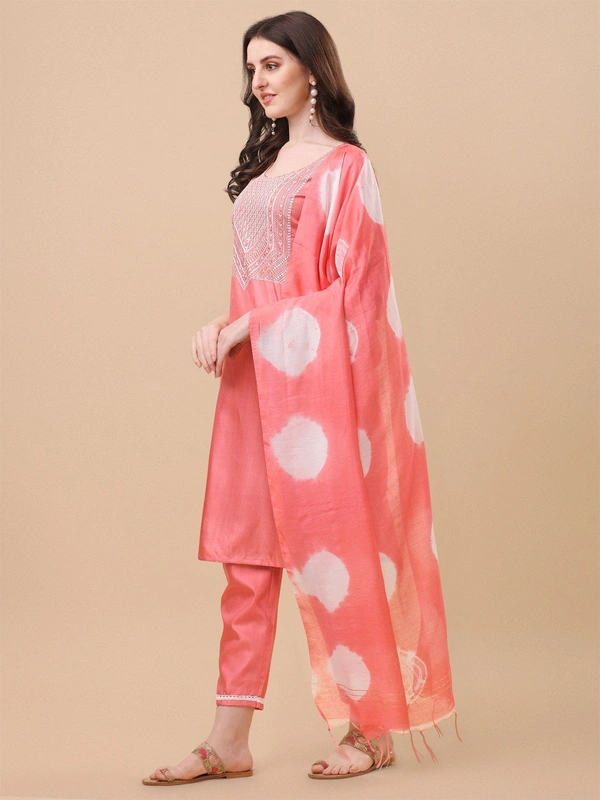 FWVT TRENDIND SOUTH SILK EMBROIDERED KURTI SET - M-38, Gajari
