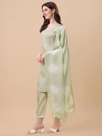 FWVT TRENDIND SOUTH SILK EMBROIDERED KURTI SET - M-38, Pista