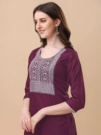 FWVT TRENDIND SOUTH SILK EMBROIDERED KURTI SET - XL-42, Wine