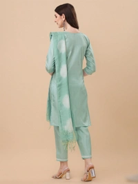 FWVT TRENDIND SOUTH SILK EMBROIDERED KURTI SET - M-38, Aqua