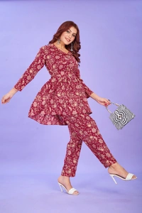 FWVT VERY TRENDING AND COMFORTABLE CO-ORD COTTON PRINTED STE - M-38, Maroon