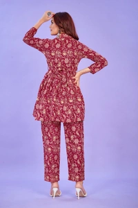 FWVT VERY TRENDING AND COMFORTABLE CO-ORD COTTON PRINTED STE - M-38, Maroon