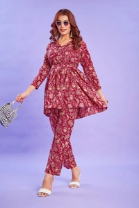 FWVT VERY TRENDING AND COMFORTABLE CO-ORD COTTON PRINTED STE - M-38, Maroon