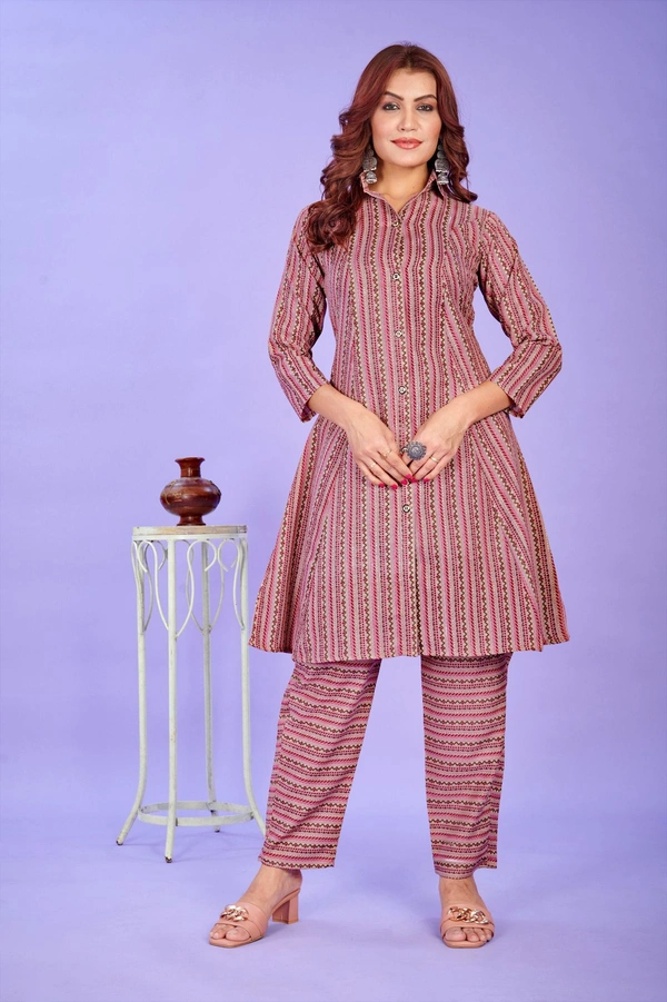 FWVT VERY TRENDING AND COMFORTABLE CO-ORD COTTON PRINTED STE - M-38, Dusty Rose