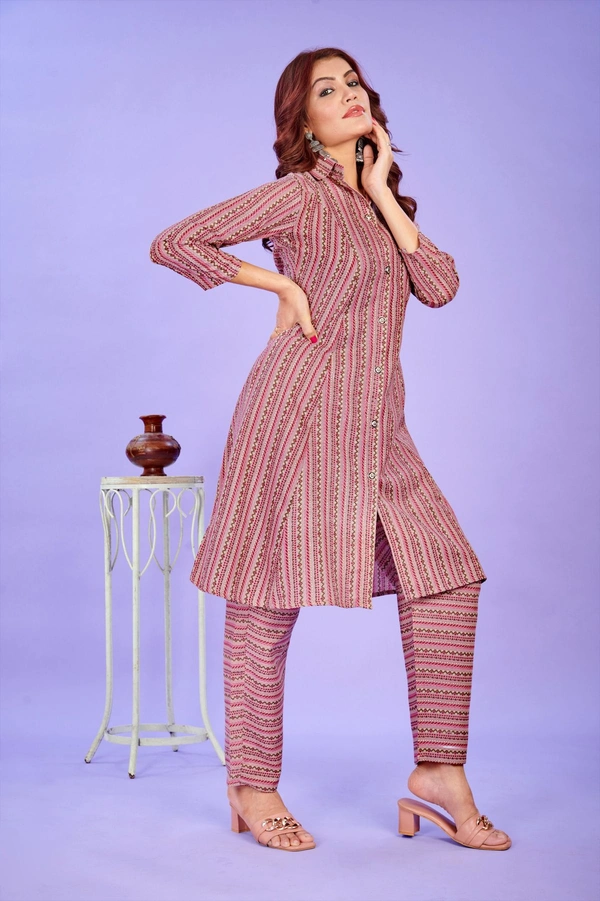 FWVT VERY TRENDING AND COMFORTABLE CO-ORD COTTON PRINTED STE - M-38, Dusty Rose
