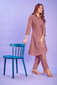 FWVT VERY TRENDING AND COMFORTABLE CO-ORD COTTON PRINTED STE - M-38, Dusty Rose
