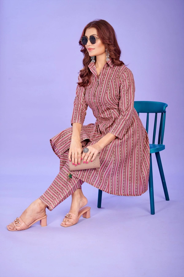 FWVT VERY TRENDING AND COMFORTABLE CO-ORD COTTON PRINTED STE - M-38, Dusty Rose