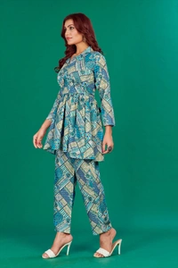 FWVT VERY TRENDING AND COMFORTABLE CO-ORD COTTON PRINTED STE - M-38, Dark Cyan