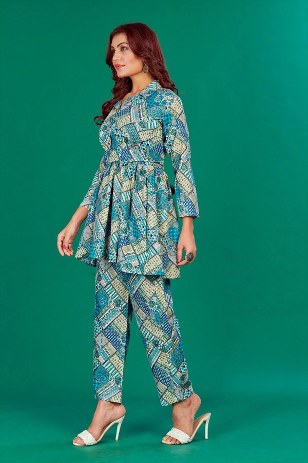 FWVT VERY TRENDING AND COMFORTABLE CO-ORD COTTON PRINTED STE - M-38, Dark Cyan