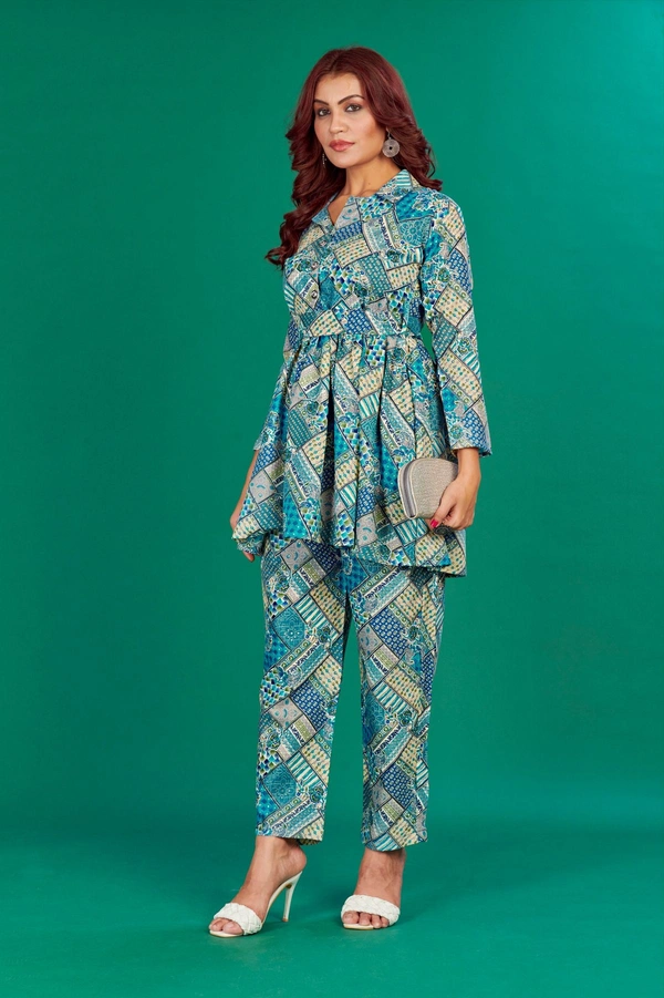 FWVT VERY TRENDING AND COMFORTABLE CO-ORD COTTON PRINTED STE - M-38, Dark Cyan